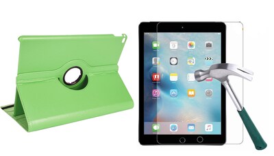 Vangoddy Bundle 2-in-1 Slim Folding Stand Smart Cover Case w/ Tempered Glass for 2nd Gen 12.9 iPad Pro, Green (PT_000001200_X1)