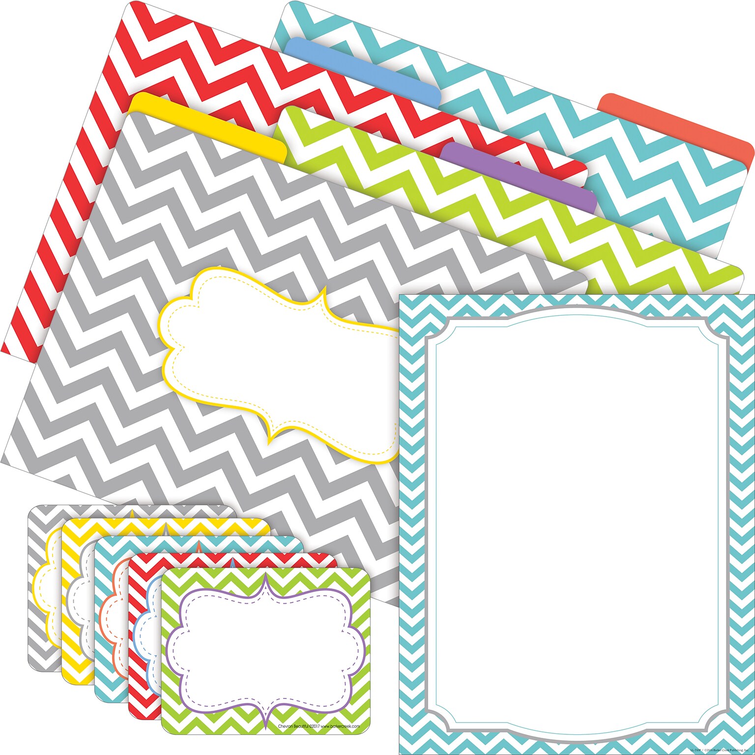 Barker Creek Beautiful Chevron File Folder, 1/3-Cut Tab, Letter Size, Assorted Colors, 107/Set (137)