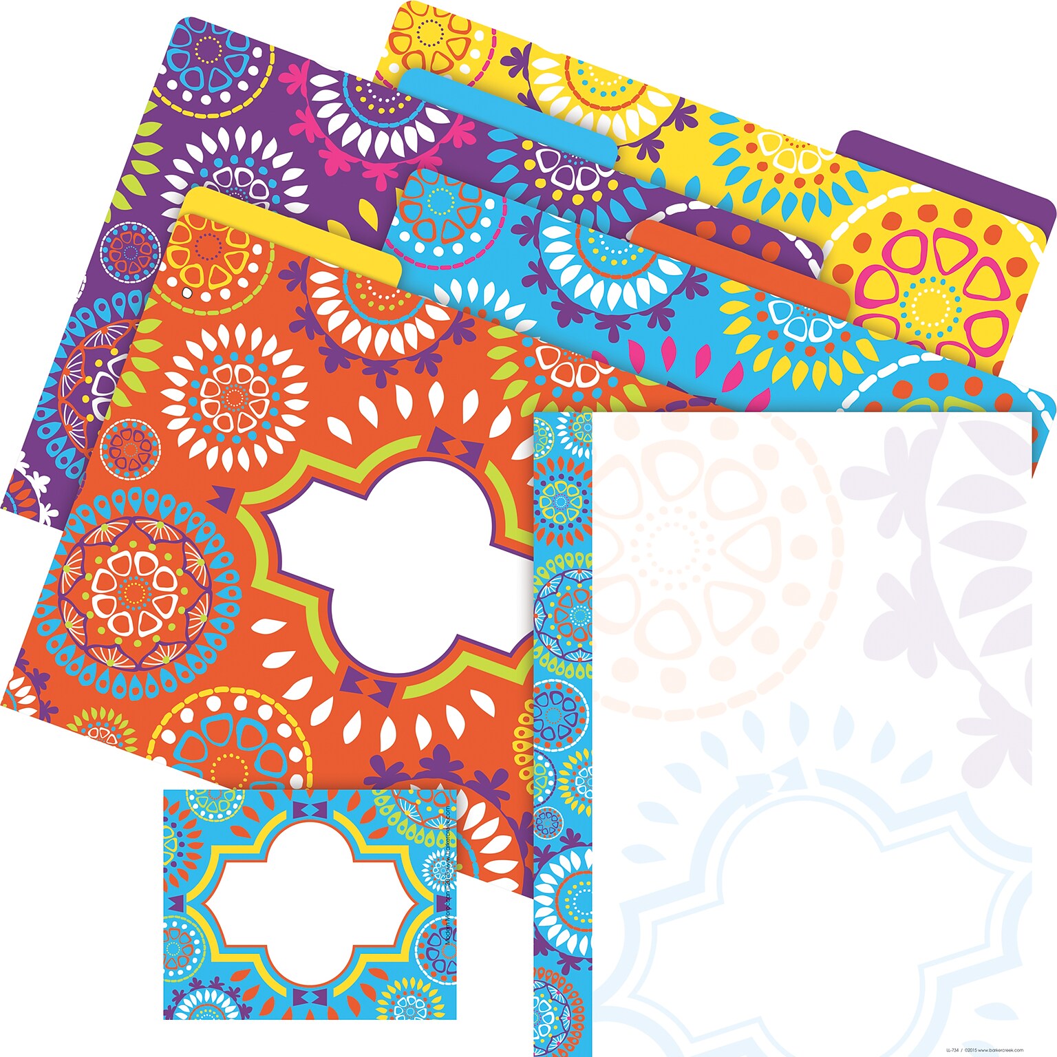 Barker Creek Moroccan File Folder, 1/3-Cut Tab, Letter Size, Assorted Colors, 107/Set (141)