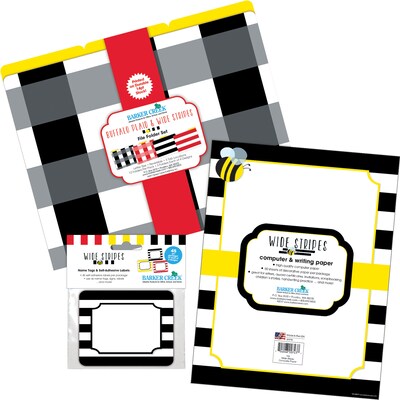 Barker Creek Buffalo Plaid & Wide Stripes File Folder, 1/3-Cut Tab, Letter Size, Assorted Colors, 107/Set (142)