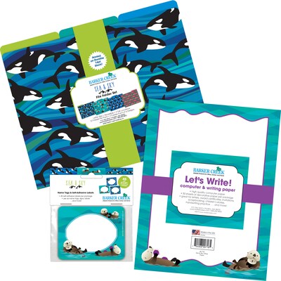 Barker Creek Sea & Sky Otters File Folder, 1/3-Cut Tab, Letter Size, Assorted Colors, 107/Set (146)