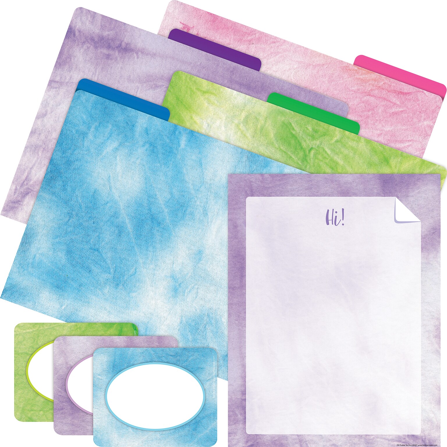 Barker Creek Purple Tie-Dye File Folder, 1/3-Cut Tab, Letter Size, Assorted Colors, 107/Set (153)