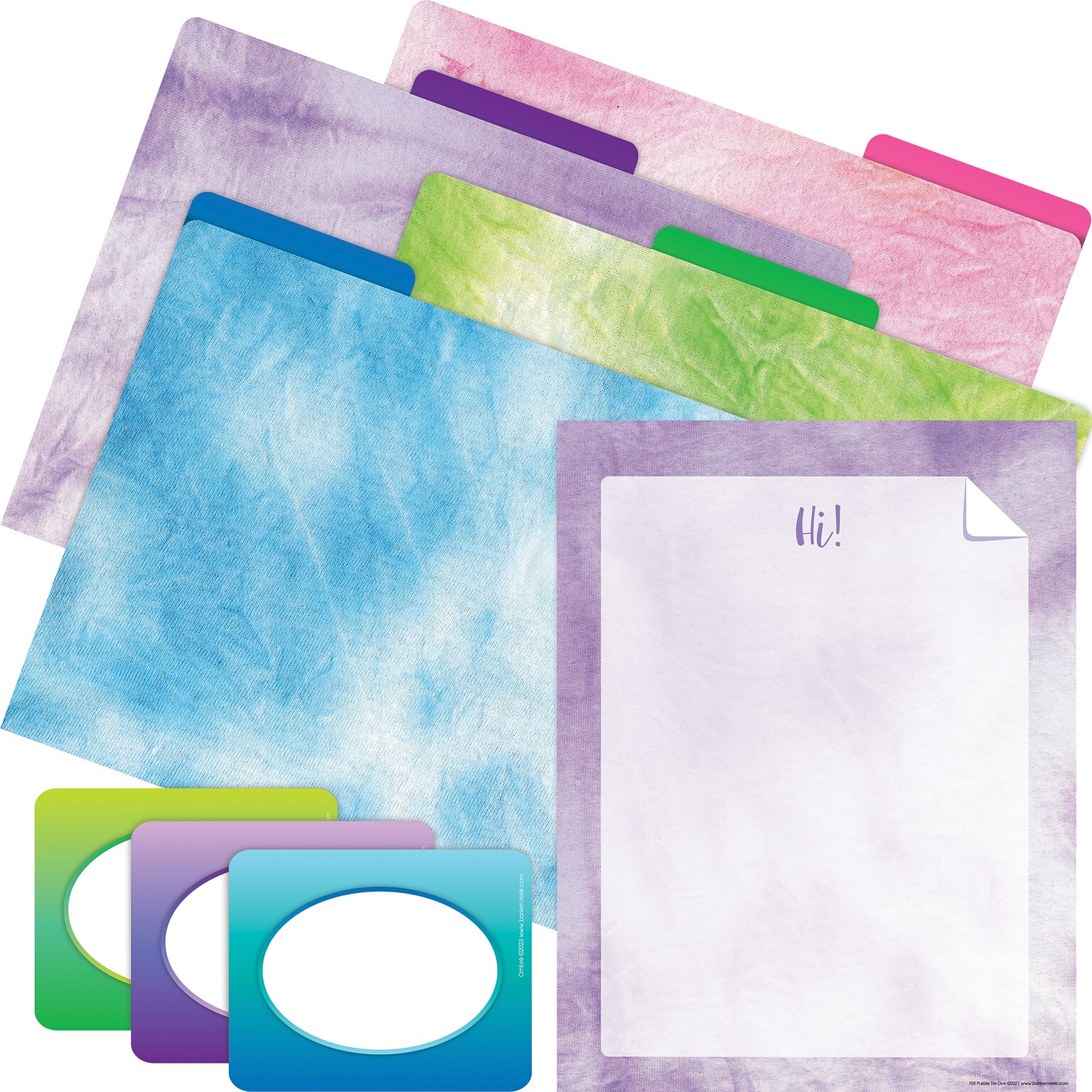 Barker Creek Purple Ombré File Folder, 1/3-Cut Tab, Letter Size, Assorted Colors, 107/Set (154)