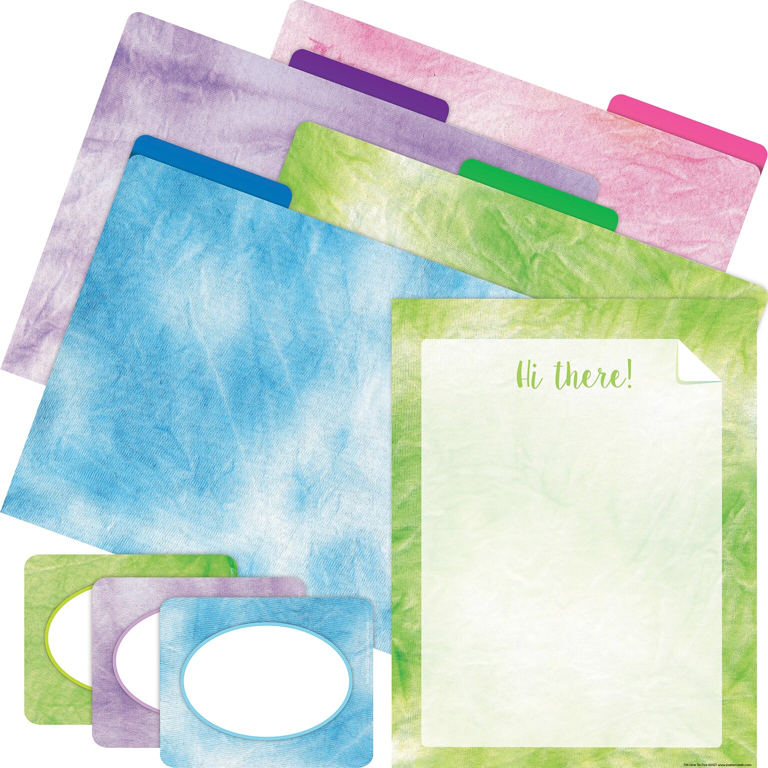 Barker Creek Lime Tie-Dye File Folder, 1/3-Cut Tab, Letter Size, Assorted Colors, 107/Set (155)
