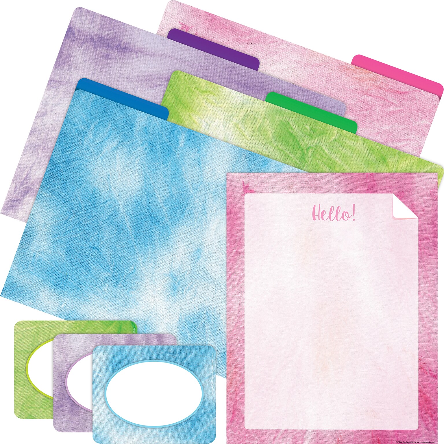 Barker Creek Pink Tie-Dye File Folder, 1/3-Cut Tab, Letter Size, Assorted Colors, 107/Set (157)