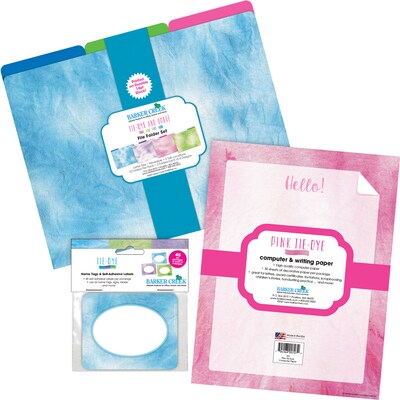 Barker Creek Pink Tie-Dye File Folder, 1/3-Cut Tab, Letter Size, Assorted Colors, 107/Set (157)