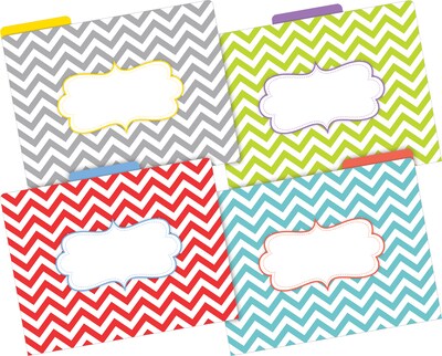 Barker Creek Beautiful Chevron File Folder, 1/3-Cut Tab, Letter Size, Assorted Colors, 12/Pack (2010)