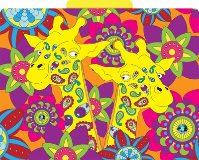 Barker Creek Bohemian Animals File Folder, 1/3-Cut Tab, Letter Size, Assorted Colors, 12/Pack (2012)