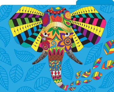 Barker Creek Bohemian Animals File Folder, 1/3-Cut Tab, Letter Size, Assorted Colors, 12/Pack (2012)