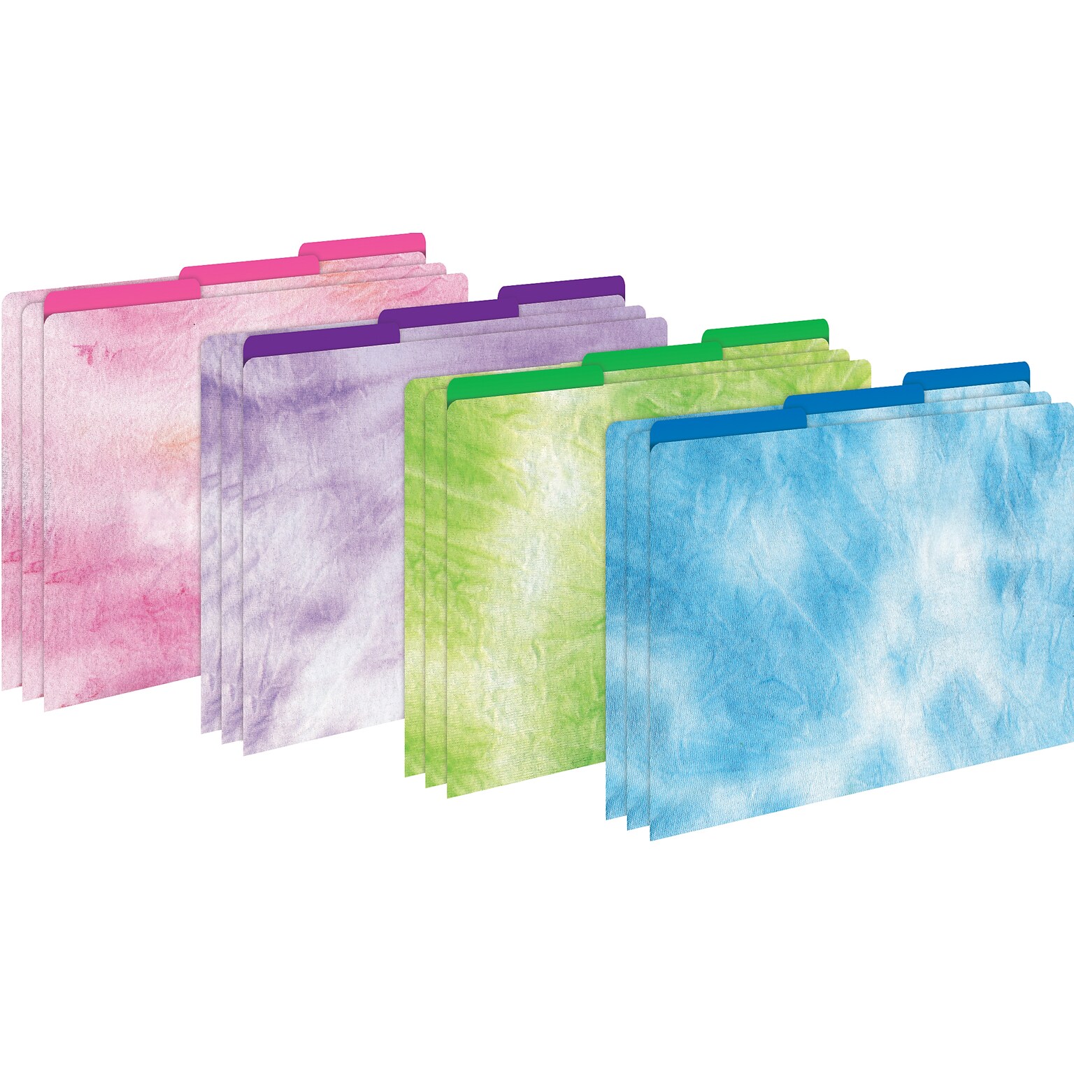 Barker Creek Tie-Dye & Ombré File Folder, 1/3-Cut Tab, Letter Size, Assorted Colors, 12/Pack (2014)