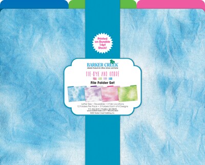 Barker Creek Tie-Dye & Ombré File Folder, 1/3-Cut Tab, Letter Size, Assorted Colors, 12/Pack (2014)