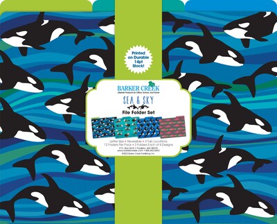 Barker Creek Sea & Sky File Folder, 1/3-Cut Tab, Letter Size, Assorted Colors, 12/Pack (2015)