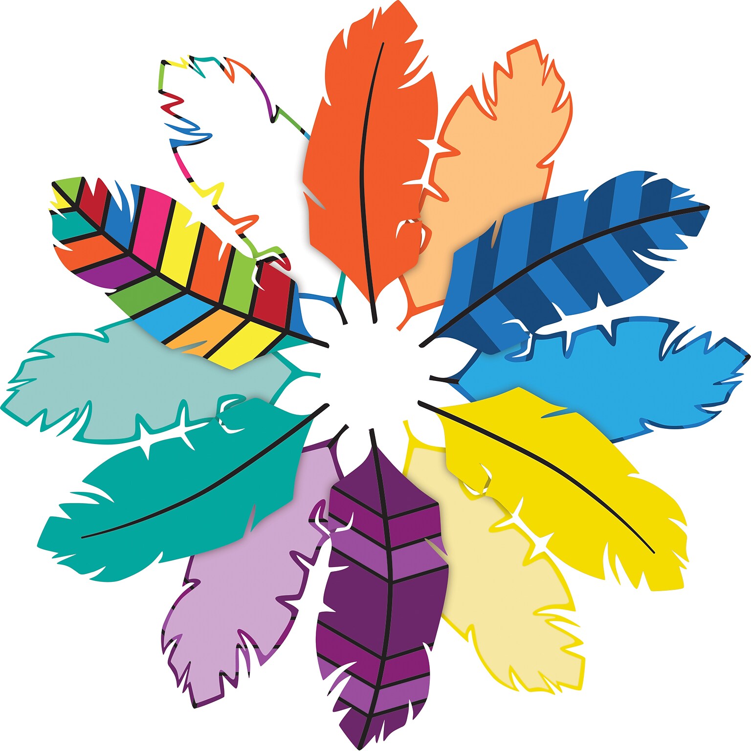 Barker Creek Bohemian Feathers Double-Sided Accents, Multi-Design Set, 36/Set (2221)