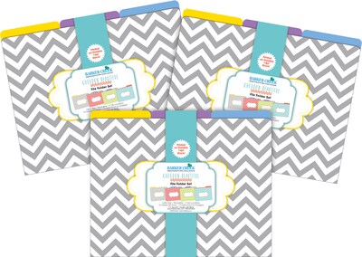 Barker Creek Beautiful Chevron File Folder, 1/3-Cut Tab, Letter Size, Assorted Colors, 36/Set (4395)