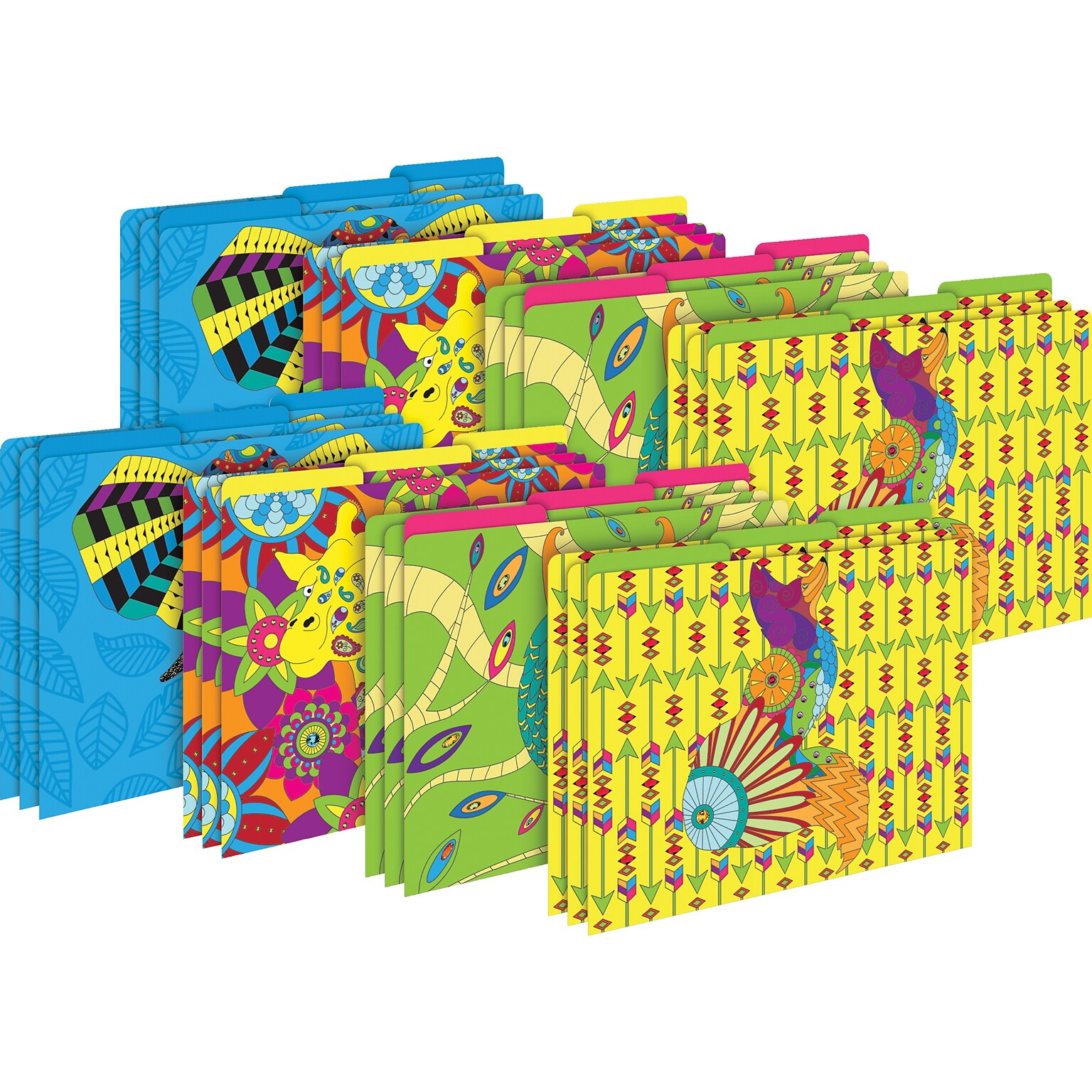 Barker Creek Beautiful Chevron File Folder, 1/3-Cut Tab, Letter Size, Assorted Colors, 24/Set (4398)