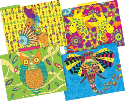 Barker Creek Bohemian Animals File Folder, 1/3-Cut Tab, Letter Size, Assorted Colors, 36/Set (4399)