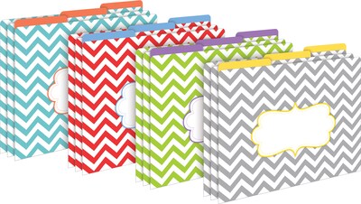 Barker Creek Beautiful Chevron File Folder, 1/3-Cut Tab, Letter Size, Assorted Colors, 42/Set (4415)