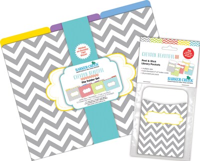 Barker Creek Beautiful Chevron File Folder, 1/3-Cut Tab, Letter Size, Assorted Colors, 42/Set (4415)