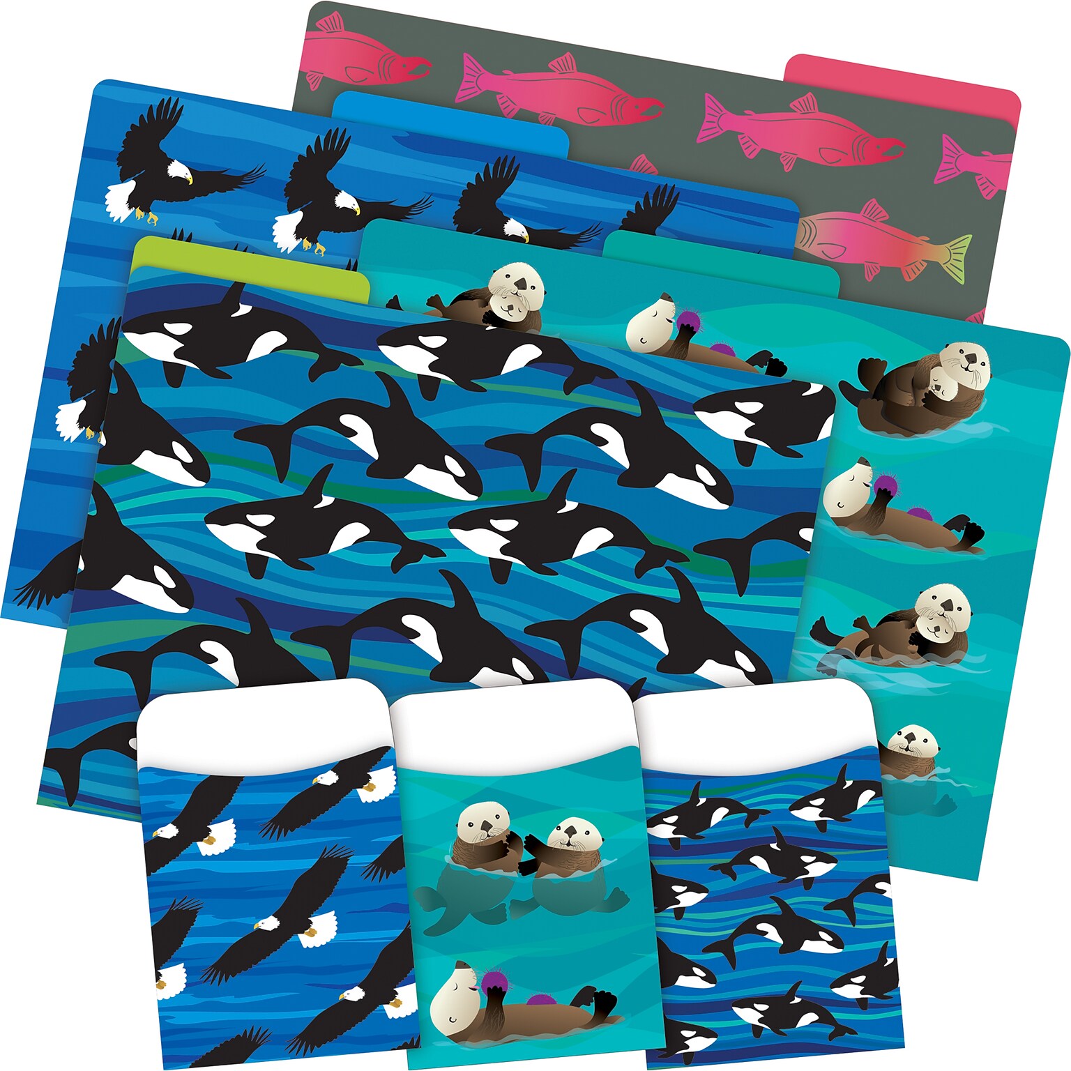 Barker Creek Sea & Sky File Folder, 1/3-Cut Tab, Letter Size, Assorted Colors, 42/Set (4419)