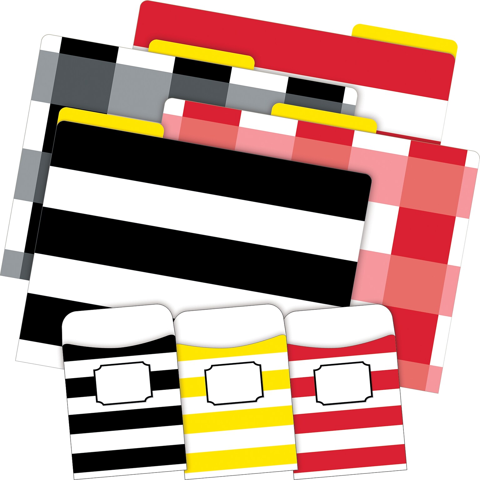 Barker Creek Buffalo Plaid & Wide Stripes File Folder, 1/3-Cut Tab, Letter Size, Assorted Colors, 42/Set (4421)