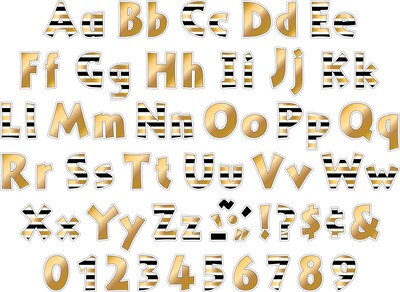 Barker Creek Gold & Black Tie Affair  4" Letters and Numbers, Multicolored, 510/Pack (4426)