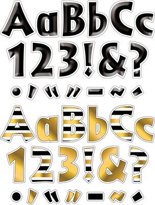 Barker Creek Gold & Black Tie Affair  4" Letters and Numbers, Multicolored, 510/Pack (4426)