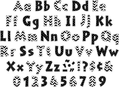 Barker Creek Chalkboard, Boho Chic, Black Chevron & Dots, Black Tie Affair  4" Letters and Numbers, 999/Pack (4428)