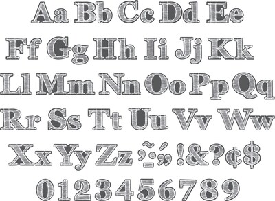 Barker Creek Chalkboard, Boho Chic, Black Chevron & Dots, Black Tie Affair  4" Letters and Numbers, 999/Pack (4428)