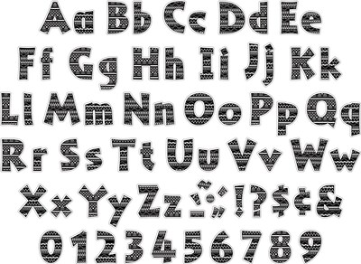 Barker Creek Chalkboard, Boho Chic, Black Chevron & Dots, Black Tie Affair  4" Letters and Numbers, 999/Pack (4428)