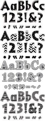 Barker Creek Chalkboard, Boho Chic, Black Chevron & Dots, Black Tie Affair  4" Letters and Numbers, 999/Pack (4428)