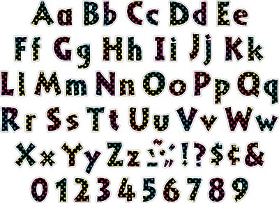 Barker Creek Rainbow Chalk, Happy, Over the Rainbow, Kai Ola, Neon  4" Letters and Numbers, Multicolored, 1209/Pack (4429)