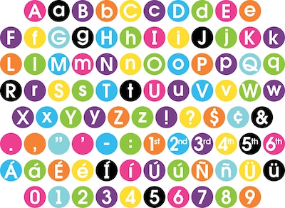 Barker Creek Rainbow Chalk, Happy, Over the Rainbow, Kai Ola, Neon  4" Letters and Numbers, Multicolored, 1209/Pack (4429)