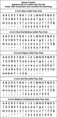 Barker Creek Rainbow Chalk, Happy, Over the Rainbow, Kai Ola, Neon  4" Letters and Numbers, Multicolored, 1209/Pack (4429)