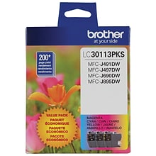 Brother LC3011 Cyan/Magenta/Yellow Standard Yield Ink Cartridge, 3/Pack