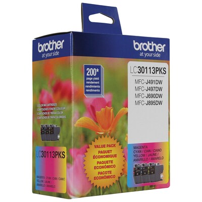 Brother LC3011 Cyan/Magenta/Yellow Standard Yield Ink Cartridge, 3/Pack