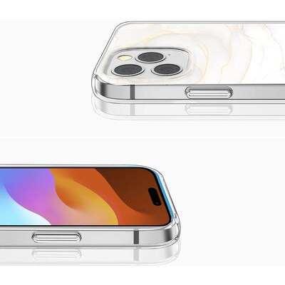 SaharaCase Hybrid-Flex Hard Shell Case with Tempered Glass Screen, Camera Protector for iPhone 15 Pro, Clear (CP459ZD126ZD131)