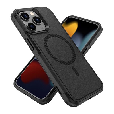 SaharaCase Armor Series Hard Shell Case, Tempered Glass Screen, Camera Protector for iPhone 15 Pro Max, Black (CP482ZD128ZD131)