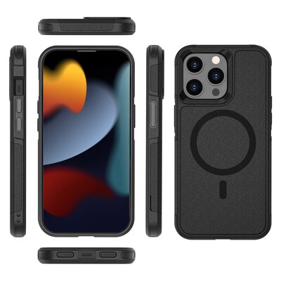 SaharaCase Armor Series Hard Shell Case, Tempered Glass Screen, Camera Protector for iPhone 15 Pro Max, Black (CP482ZD128ZD131)