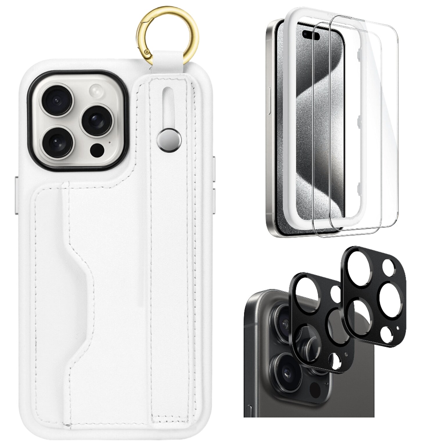 SaharaCase Hybrid-Flex Hard Shell Case with Tempered Glass Screen, Camera Protector for iPhone 15 Pro, Clear (CP459ZD126ZD131)