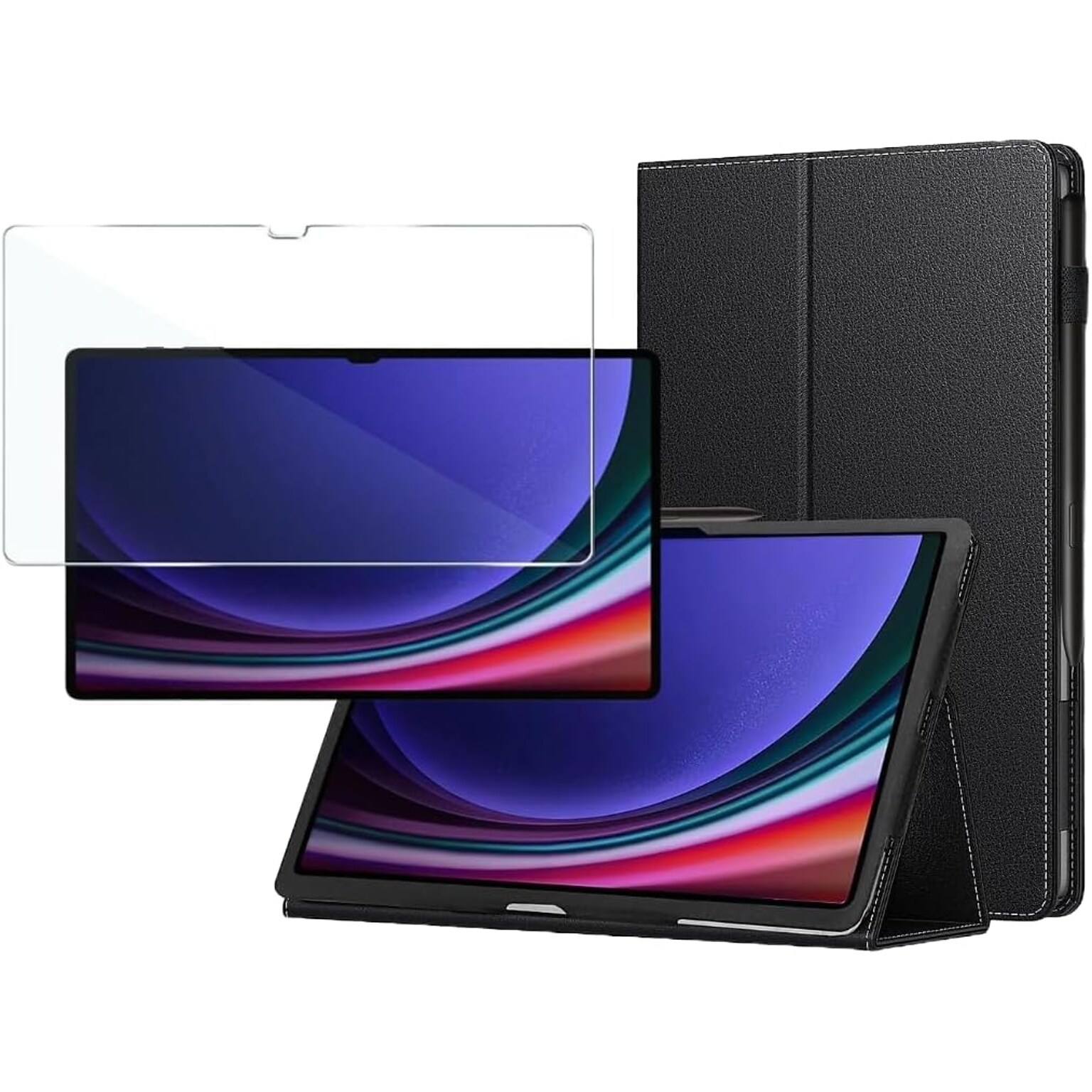 SaharaCase Samsung Galaxy Tab S9 and Tab S9 FE 11-inch Kit Bundle - Bi-Fold Folio Case with ZeroDamage Screen Protector - Black