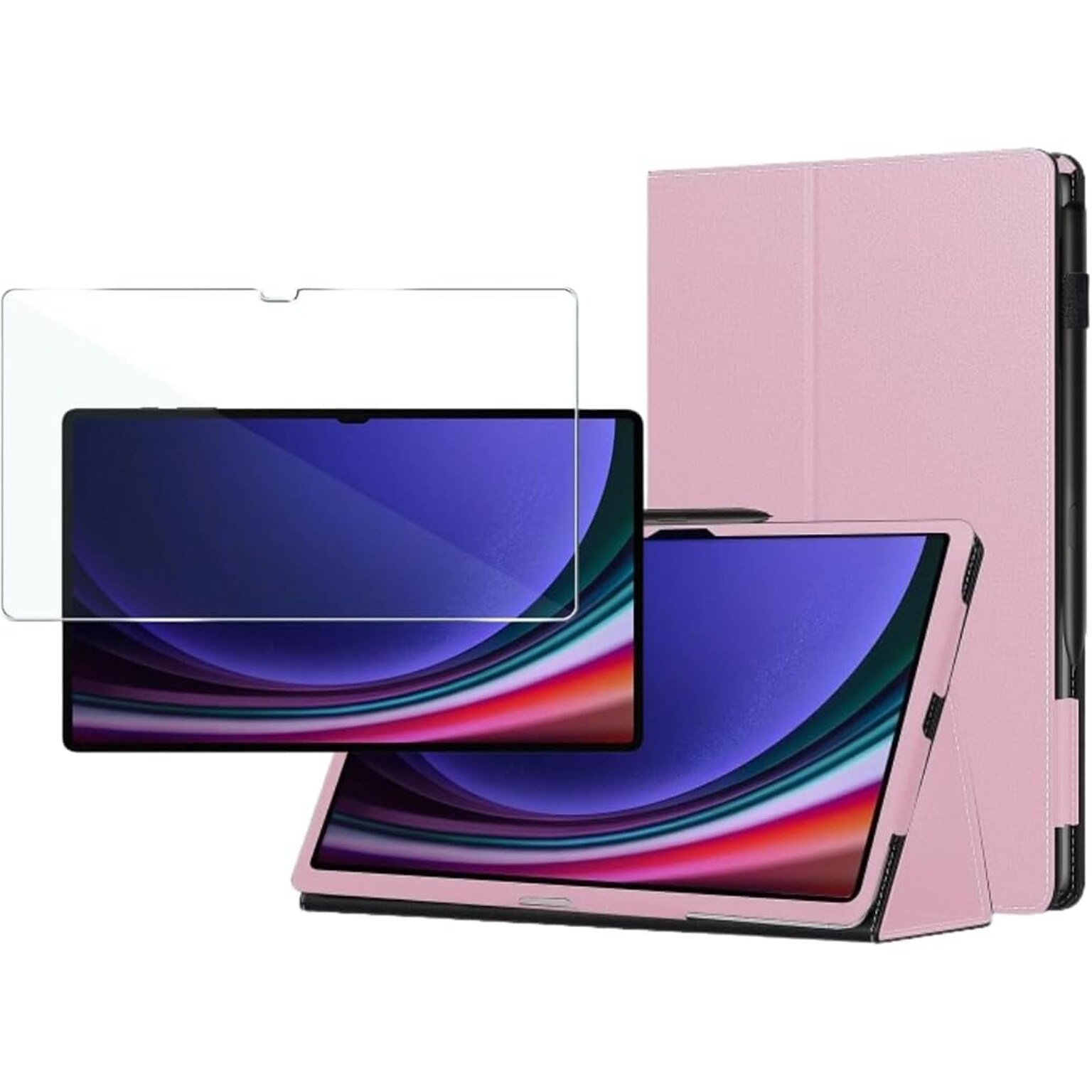 SaharaCase Samsung Galaxy Tab S9 and Tab S9 FE 11-inch Kit Bundle - Bi-Fold Folio Case with ZeroDamage Screen Protector - Pink