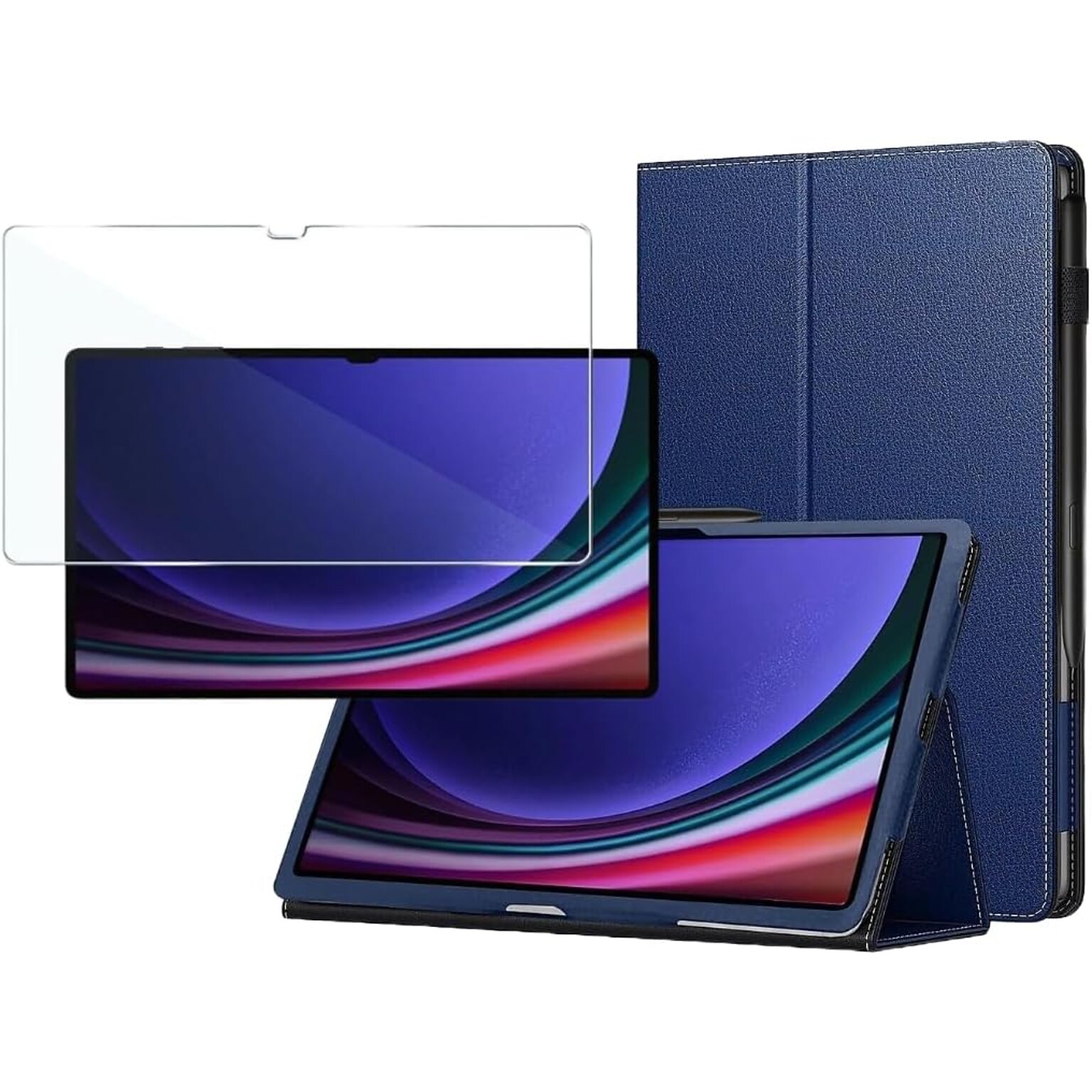 SaharaCase Samsung Galaxy Tab S9 Ultra Kit Bundle - Bi-Fold Folio Case with ZeroDamage Screen Protector - Blue