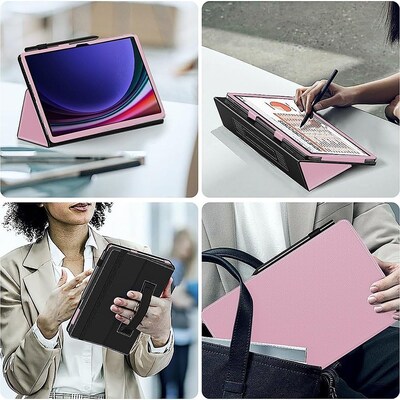 SaharaCase Samsung Galaxy Tab S9 Ultra Kit Bundle - Bi-Fold Folio Case with ZeroDamage Screen Protector - Pink