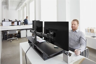 3M Precision XL Standing Desk, 42” W, Adjustable Desk Riser with Gel Wrist Rest and Precise Mouse Pad, Black (SD70B)