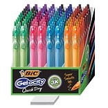 BIC Gelocity Quick Dry Retractable Gel Pens, 0.7mm, Assorted Ink, 72Ct Counter Display (RGLCGA72U-AS