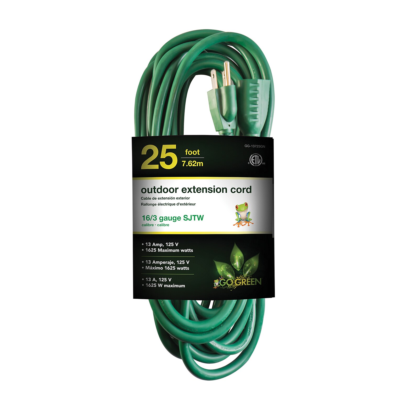 GoGreen Power 16/3 25 Heavy Duty Extension Cord (GG-13725GN)