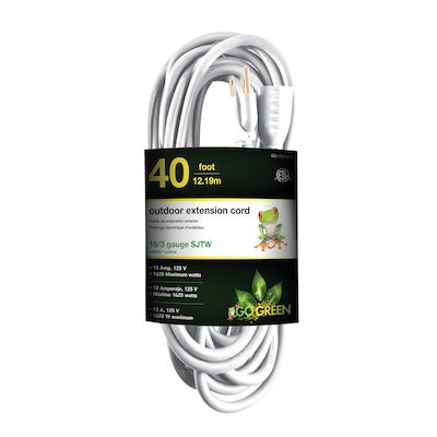 GoGreen Power 16/3 40 Heavy Duty Extension Cord (GG-13740WH)