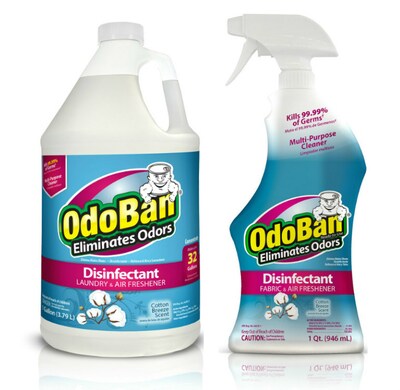 OdoBan Disinfectant Odor Eliminator Ready-to-Use 32 oz. Spray and 1 Gallon Concentrate, Cotton Breeze Scent (OBCTG-STP)