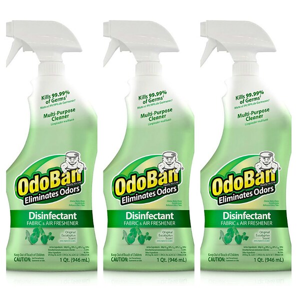 OdoBan Disinfectant Odor Eliminator Ready-to-Use 32oz Spray, Original Eucalyptus Scent, 3 Pack (OBE3PK-STP)