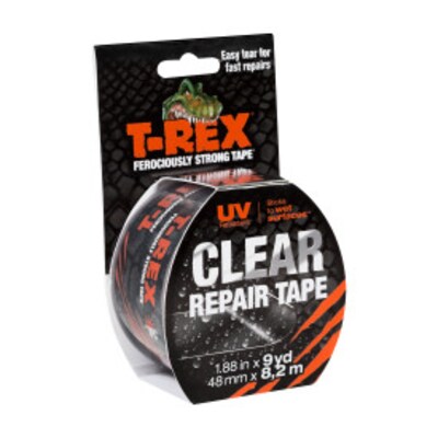 T-REX® Ferociously Strong Clear Repair Tape, Clear, 1.88 x 9 Yards (241535)